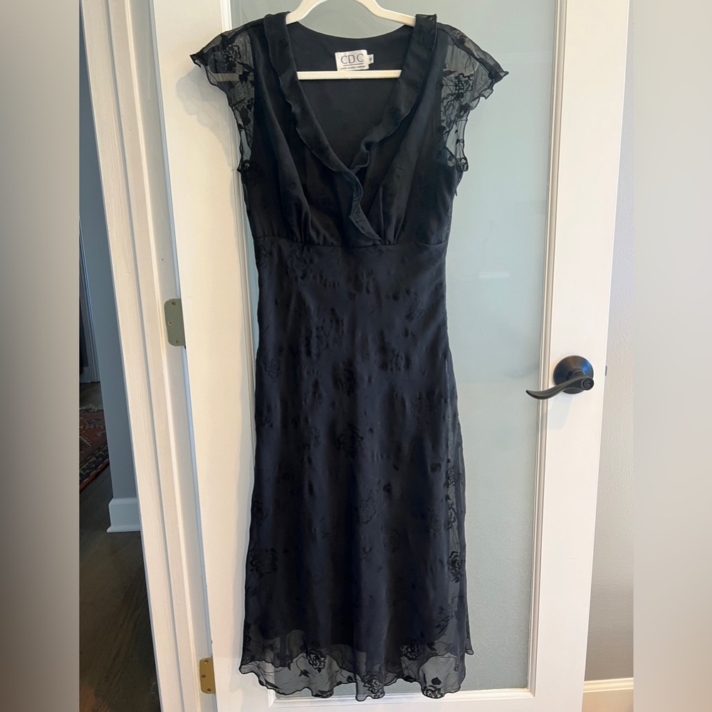 CDC~Vintage Black Lace Overlay Dress~Size 6